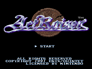 ActRaiser title screen for Super Nintendo